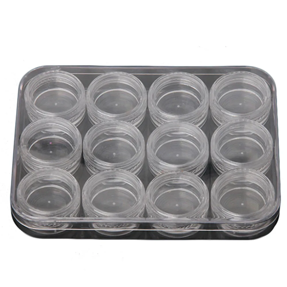 12 слотов прозрачный пластиковый пустой чехол для украшения ногтей коробка