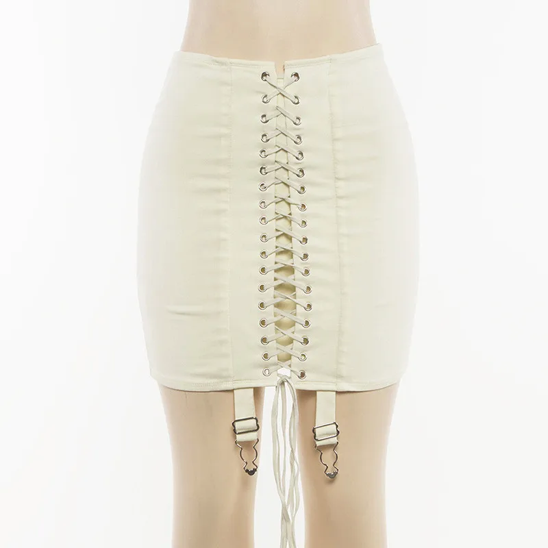 

2021 Women Fashion Bandage High Waist Mini Skirt Sexy Lace-up Black Party Solid Pencil Skirts Women Outfits Streetwear Bottoms
