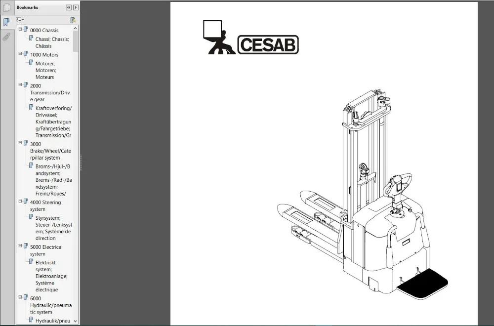 Полный DVD-плеер для вилочного погрузчика Cesab запчасти каталог и обслуживание |