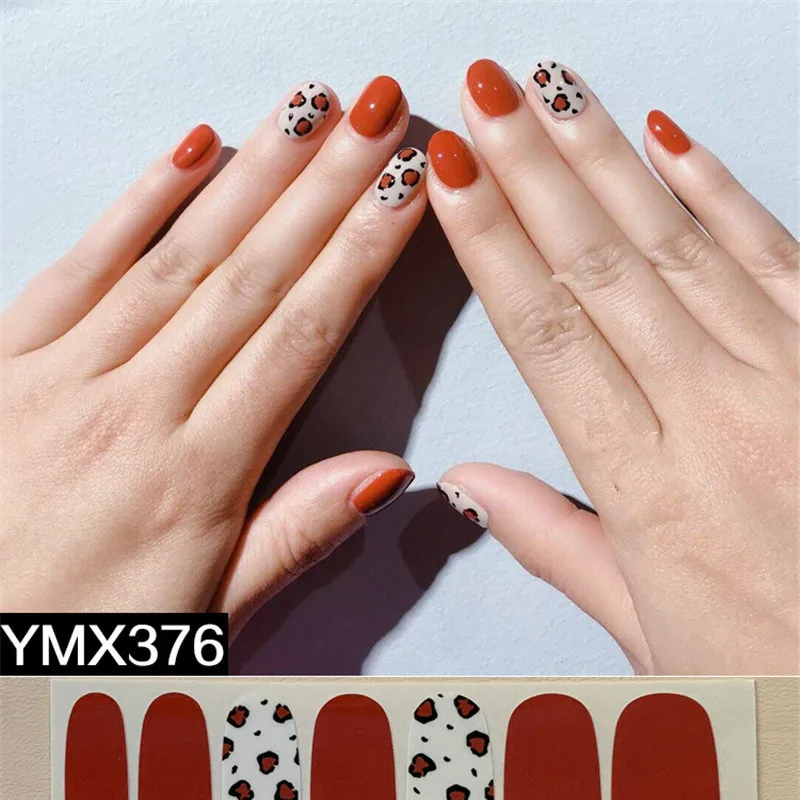 14 подсказок/лист цветной стикер для дизайна ногтей с полным покрытием наклейки