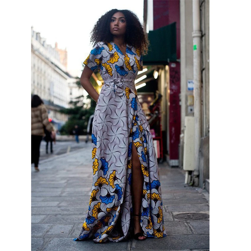 2020 летнее женское платье в стиле бохо платья Макси блуза с цветочным рисунком и