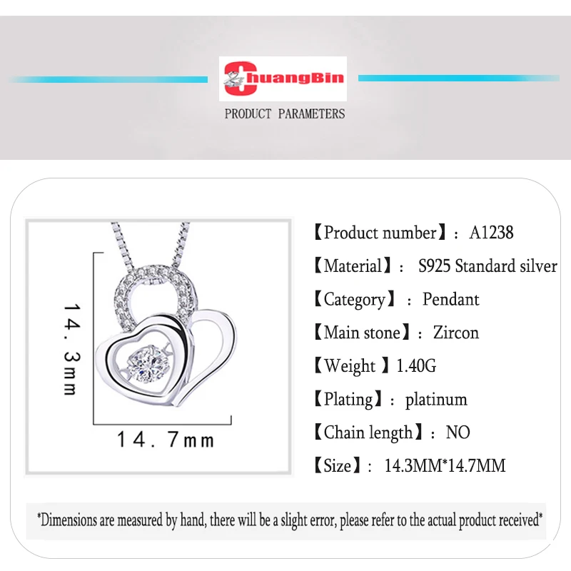 

Genuine S925 sterling silver female fashion shaking pendant simple zircon Korean Creative net red heart-shaped pendant jewelry