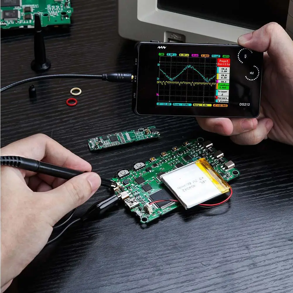 DS212 DSO Mini 2-канальный цифровой осциллограф USB полноцветный TFT дисплей 8 Мб полоса