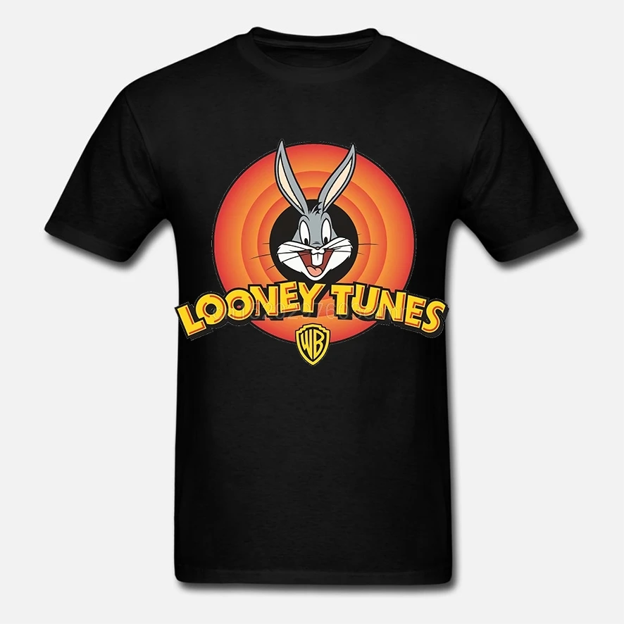 Looney Tunes Logo Bugs Bunny Daffy Duck Vintage Official Black Mens T-shirt T-Shirts Brand Clothes Slim Fit Printing |