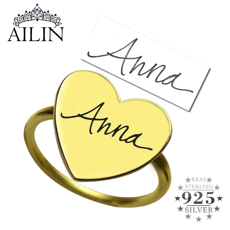 AILIN серебро 925 пробы искусственное золото индивидуальная подпись гравировка