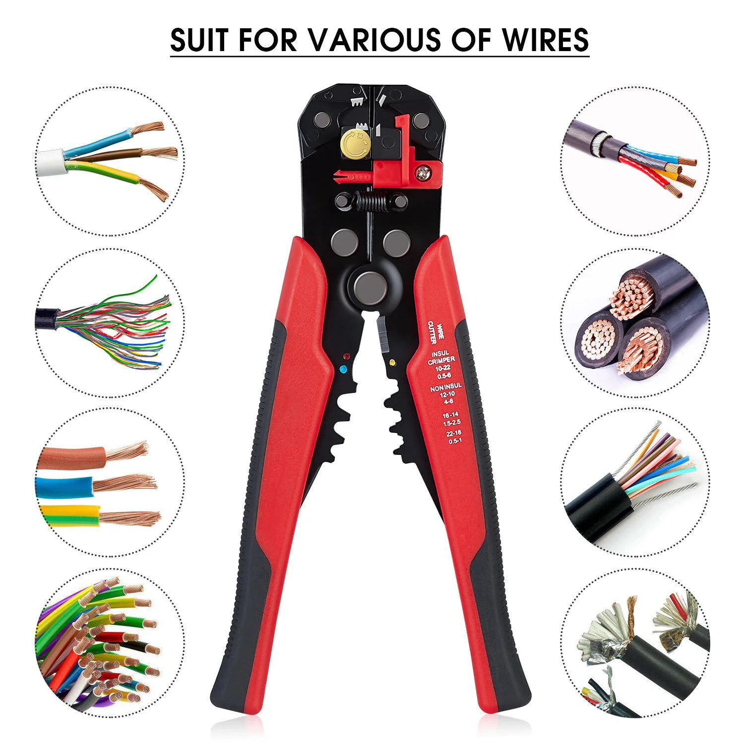 

Stripping Pliers Cable Stripper Tools Hand Tools Crimping Terminal 0.2-6.0mm Multifunction High-precision Wire Crimper Tools