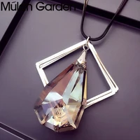 mg crystal necklace for women sweater chain big stone long luxurious metal winding water drop pendant geometric jewelry