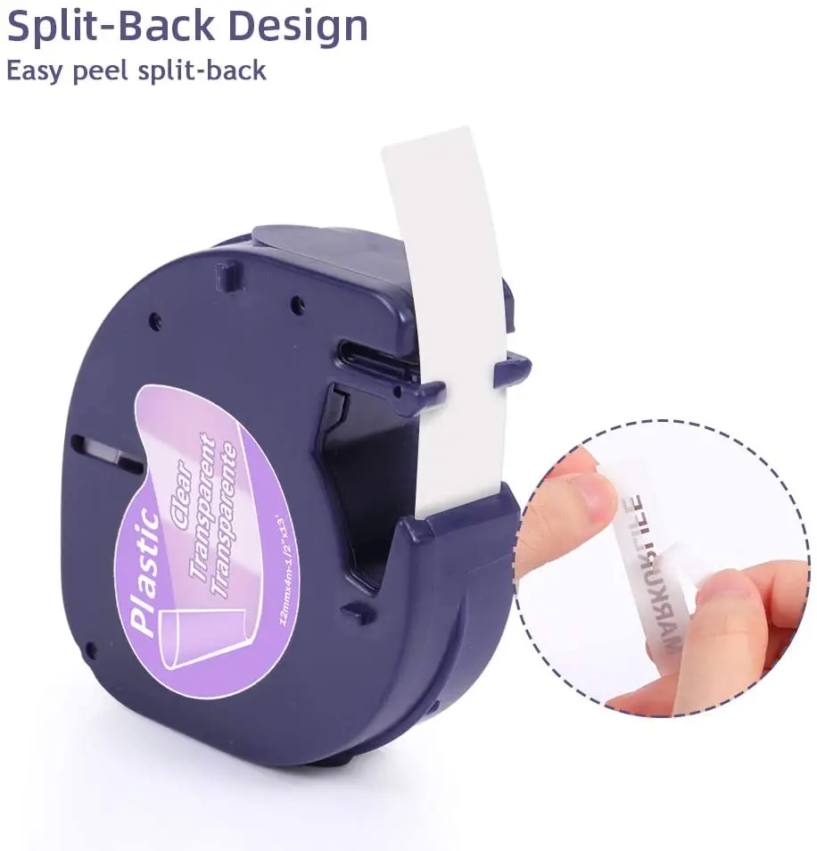 Labelife 5 упаковок совместимая лента DYMO LetraTag 16952 (12267 16951 12268) черная на фотоленте 12 мм