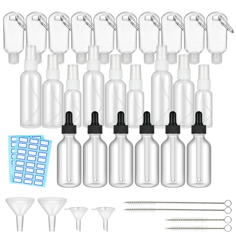

Portable Spray Refillable Bottles Kit Plastic Face Cream Lotion Makeup Container Home Travel Empty Spray Refill Bottles Set