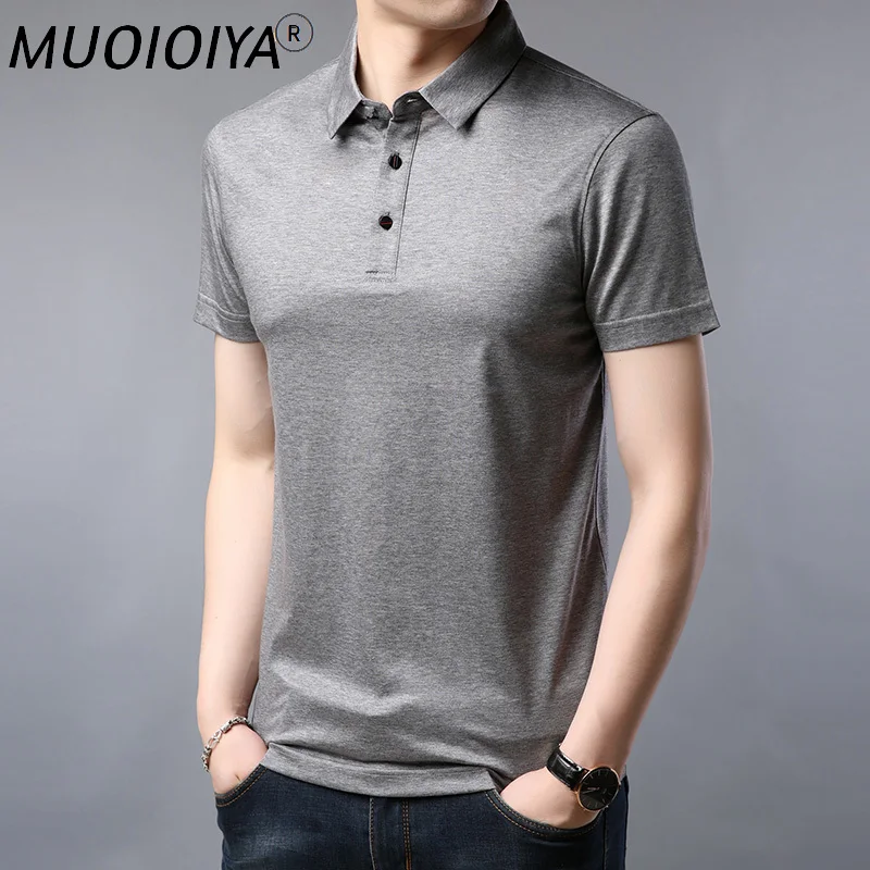 

Summer Mulberry Silk Men T Shirt Short Sleeve Casaul Streetwear Business Mens Clothing Korean Tshirts Camiseta Hombre WPY3755