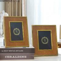 european style light luxury 7 inch leather photo frame living room desk picture frame set up decoration home furnishings