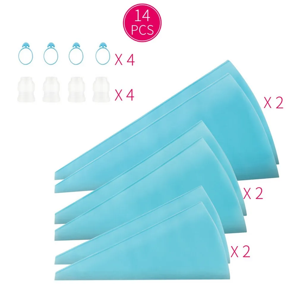 

12/14Pcs Set Reusable Icing Piping Nozzles Set Pastry Bag DIY Cake Decorating Tools Standard Couplers Icing Bag Ties Cake Make