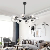 modern metal led chandelier lighting lustre living room villa interior decor pendant lamp lighting glass ball kitchen fixtures