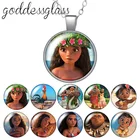 Disney Princess Moana Maui Tui Sina, круглый стеклянный кабошон, посеребренныйхрустальный кулон, ожерелье, Ювелирное Украшение для подарка