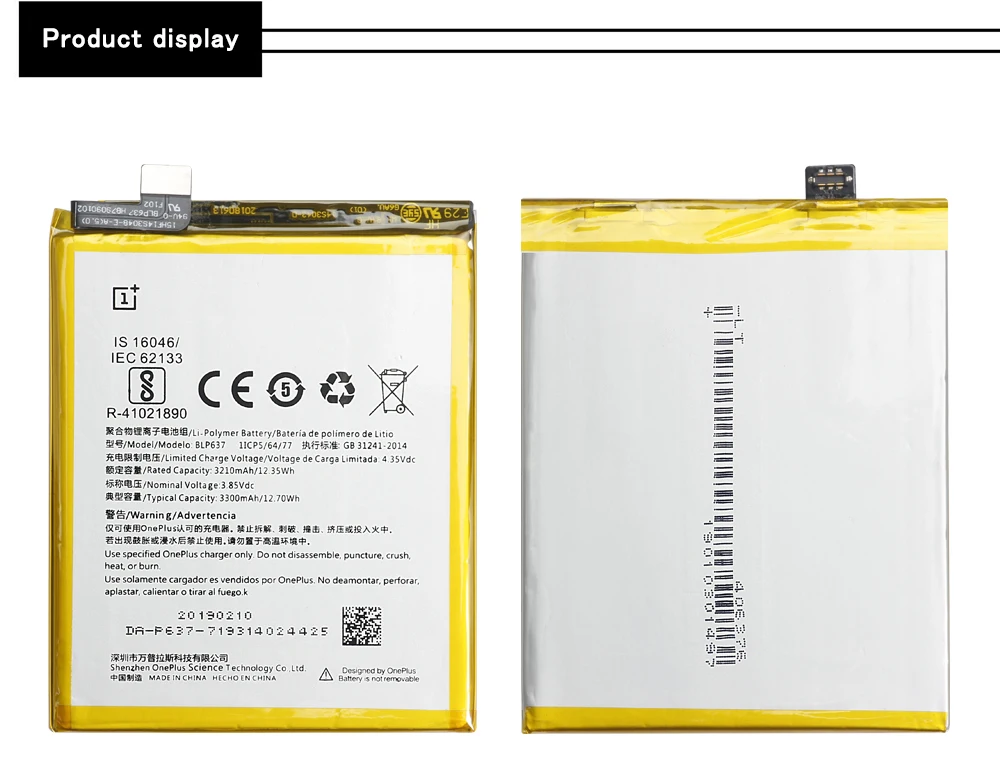 ONE PLUS аккумулятор для телефона BLP633 для OnePlus 1+ 3T 3 5T 2 1 BLP571 BLP597 BLP613 BLP637 Сменные Аккумуляторы Бесплатные инструменты