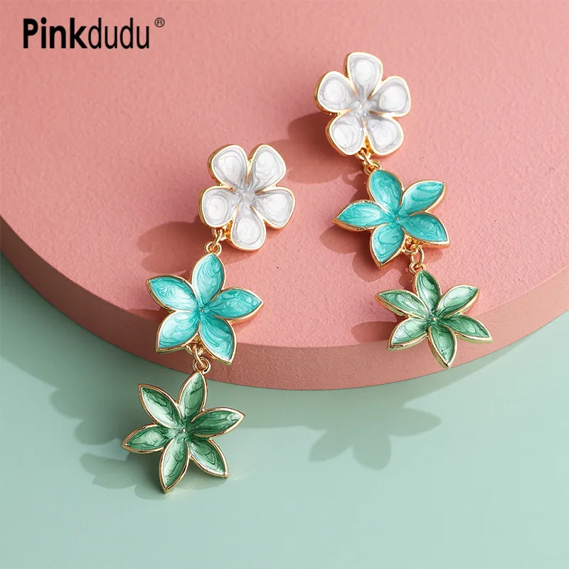 Женские длинные серьги подвески Pinkdudu большие разноцветные Серьги с розовыми и