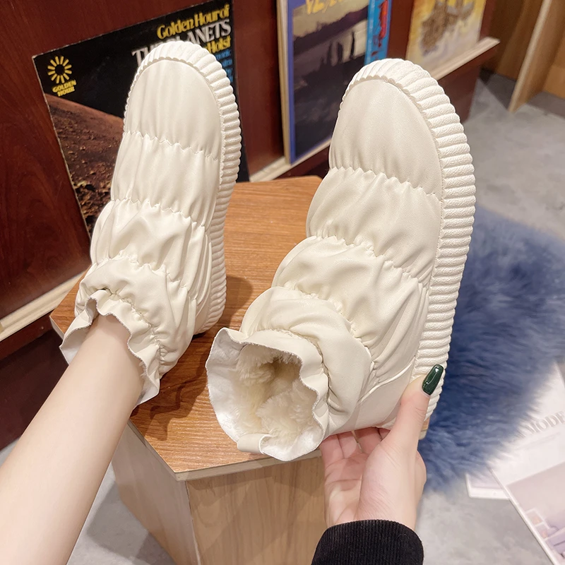 

Женские Водонепроницаемые ботинки на платформе, черные или Серебристые ботильоны с плюшевой подкладкой, теплые зимние ботинки, 2021