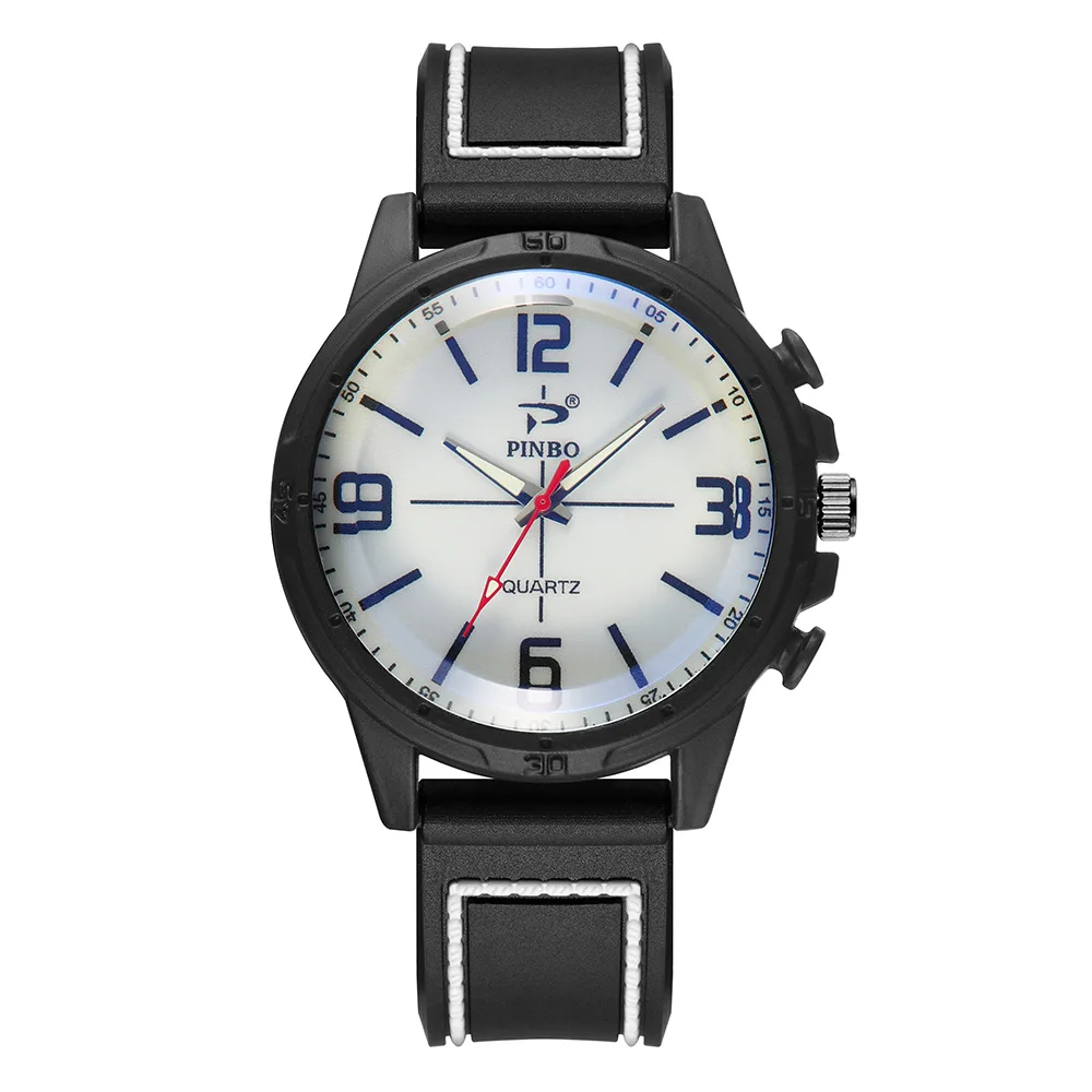 

Nice PopCasual Fashion Trend Cross Hair Nail Number Engraved Quartz menS Watch Round Cut Glass Silicone menS Watch Pop Style