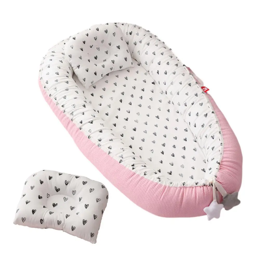

Baby Nest 33*20 In Newborn Baby Lounger With Breathable Cotton Material For Girls Boys