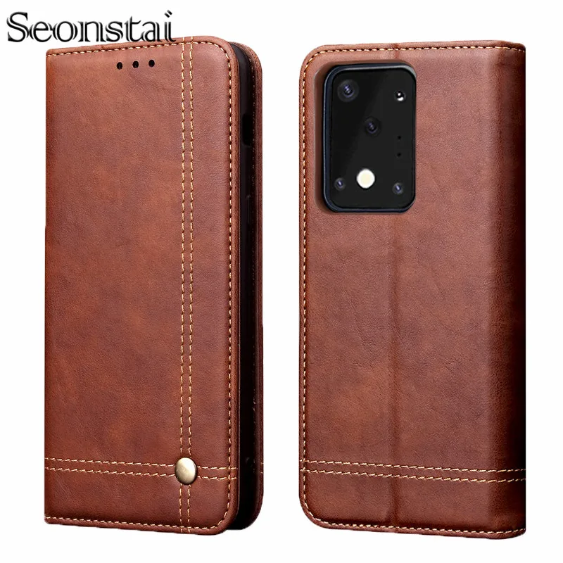 Роскошный тонкий кожаный флип чехол в стиле ретро для Samsung S20 Plus S20e A50 A20e A70S A90 M10