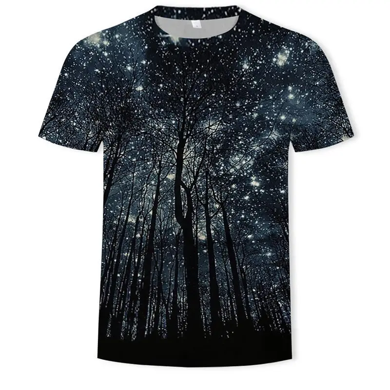 Pintoresco paisaje masculino 2019 camiseta de hombre efecto 3D/mujer impreso bosque al aire libre Deporte Camiseta Casua|Мужские