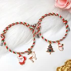 Рождественские шармы, магнитные Парные браслеты, парные магнитные браслеты, регулируемые браслеты для женщин, браслет олень рождественское Tree Santa