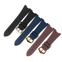 25mm high quality pp silicone rubber black brown blue for patek philippe watch strap pin buckle watchbands 5711 5712g nautilus