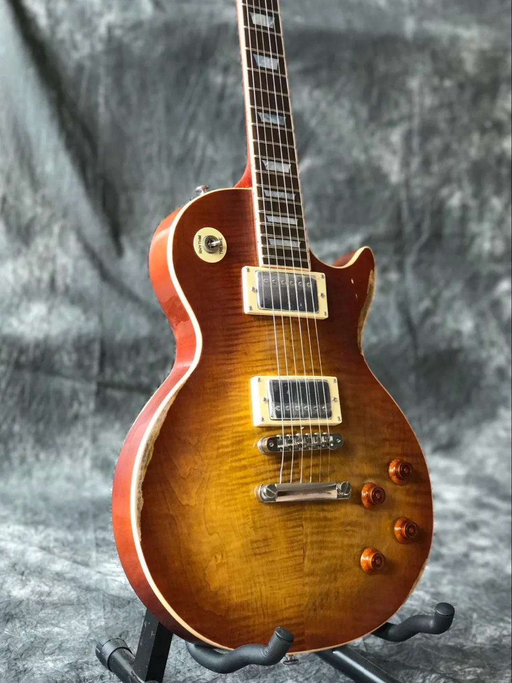 

New Custom,1959 R9 Tiger Flame Sunburst color standard electric guitar,relics by hands.musical instruments guitarra.