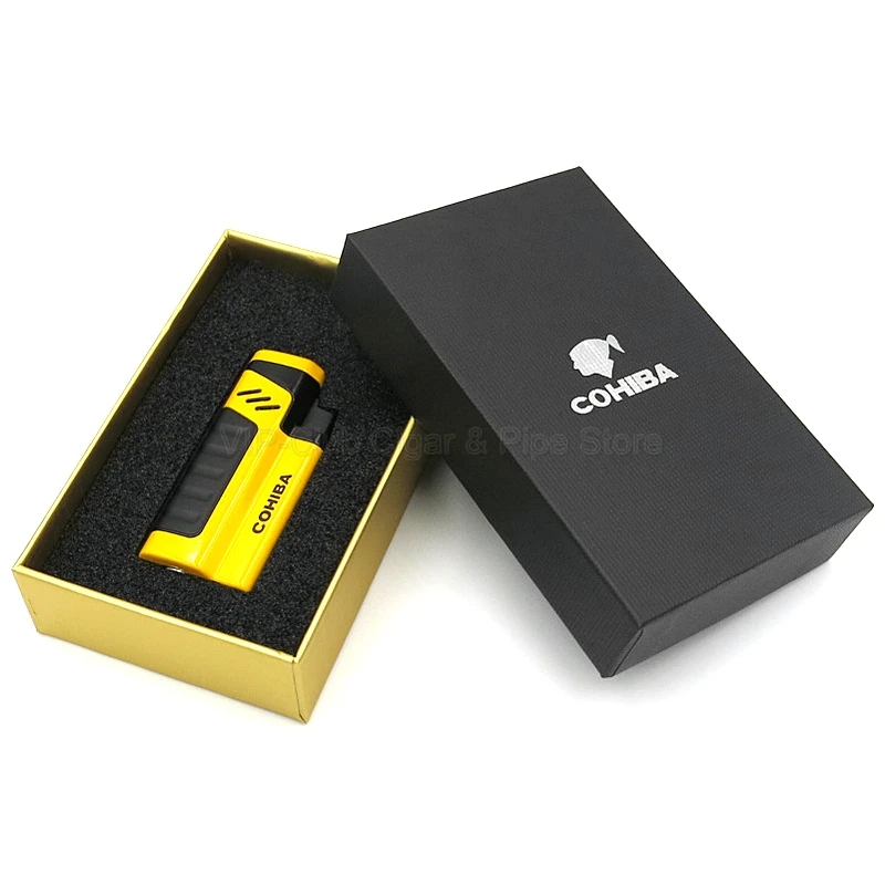 Cohiba Металл 4 фонарь Jet пламя сигарета зажигалка многоразового использования с удар гаджет открытый инструмент для курения портативный