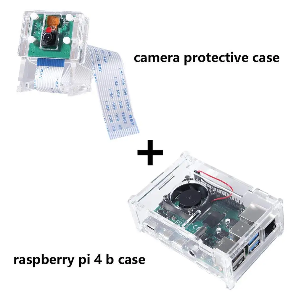 Чехол для Raspberry Pi 4 B с радиатором установки камеры + держатель вентилятор