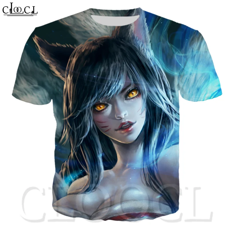 

Футболка Ahri с 3D-принтом, для мужчин и женщин, в стиле Харадзюку, Повседневная летняя уличная одежда с коротким рукавом, топы