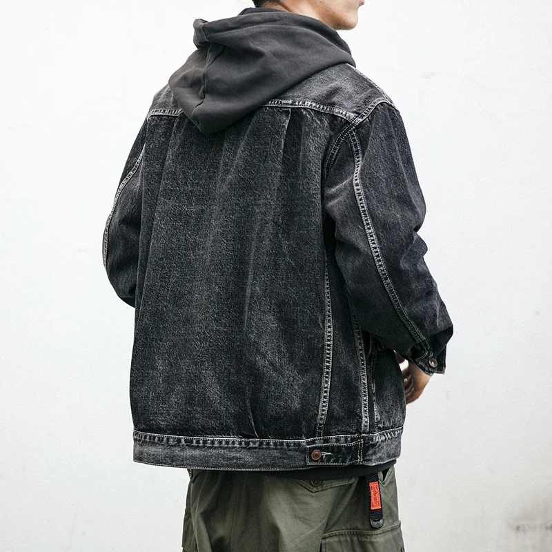 Мужская джинсовая куртка с лацканами Корейская повседневная одежда изношенная