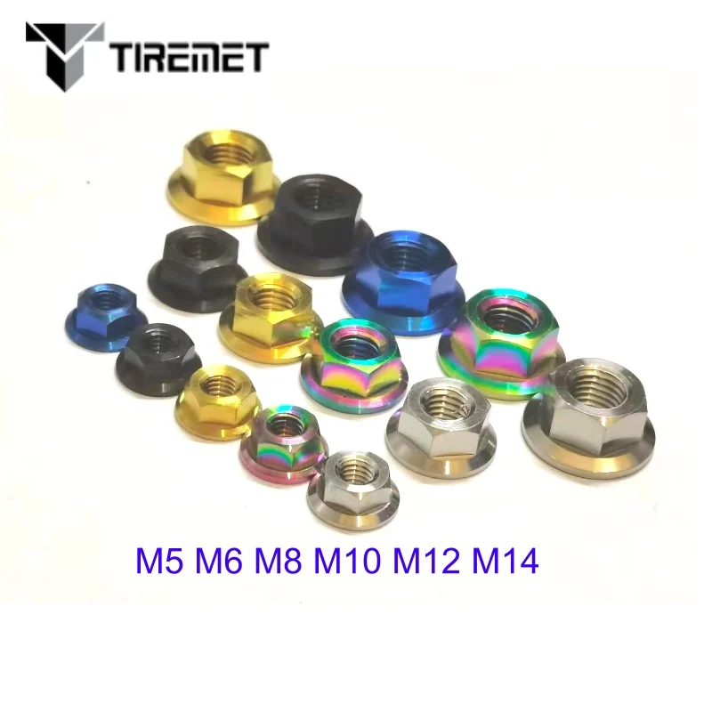 Титановые фланцевые гайки Tiremet M5 M6 M8 M10 M12 M14 для велосипеда мотоцикла