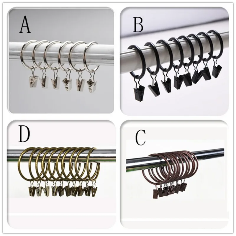 

10 Pcs Durable Classic Curtain Ring with Clips Curtain Vintage Metal Curtain Decoration