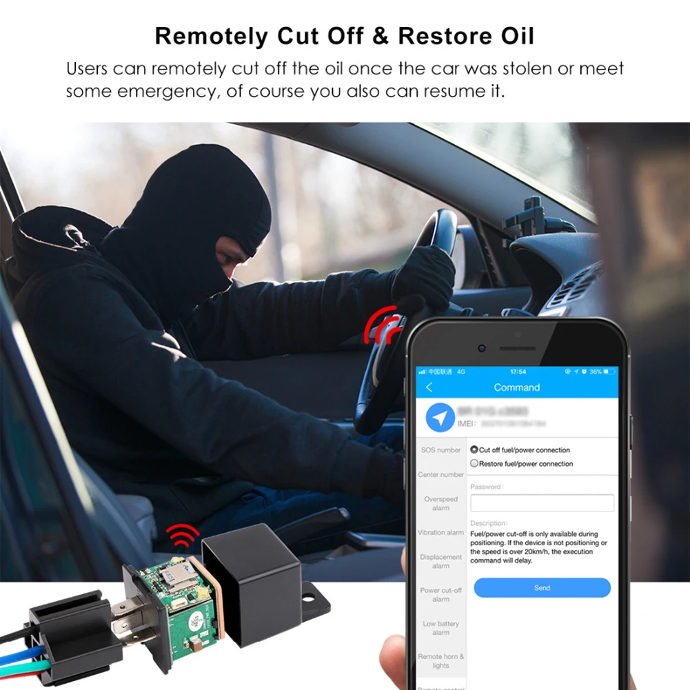 Relay Style Car Vehicle GPS Locator GSM Real-time Shock Alarm Tracking Device Automobile Electronic Parts | Автомобили и