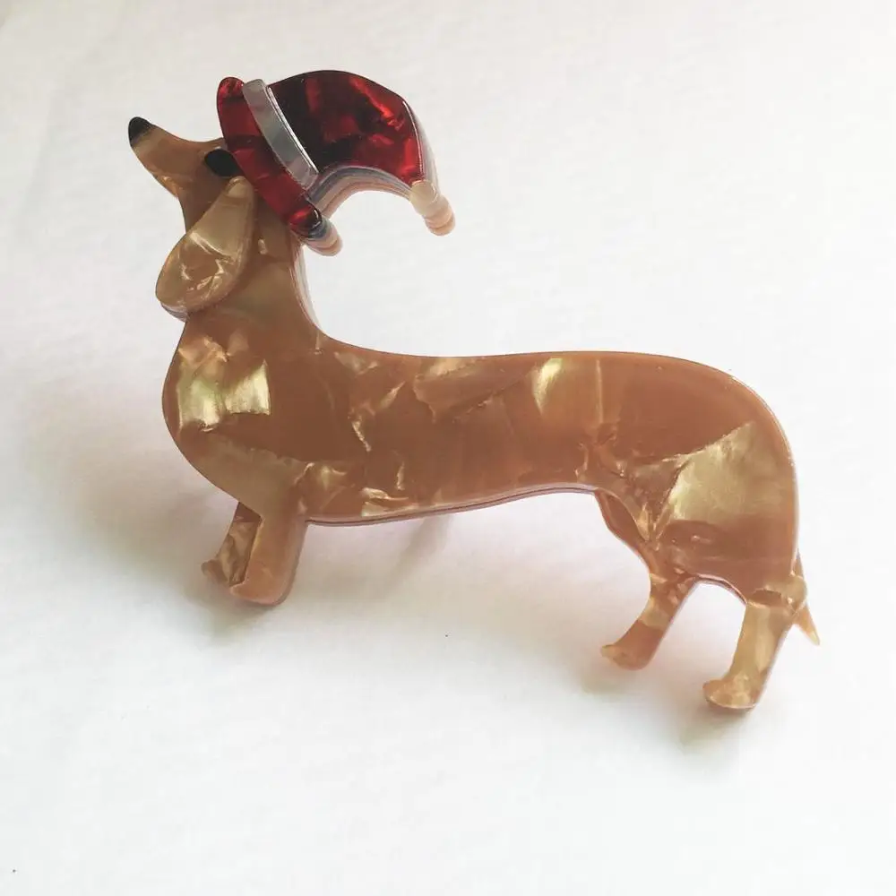 

Acrylic Chirstmas Dog Brooches Handmade Acetate Animal Brooch Pin Jewelry Ornament Xmas Gifts
