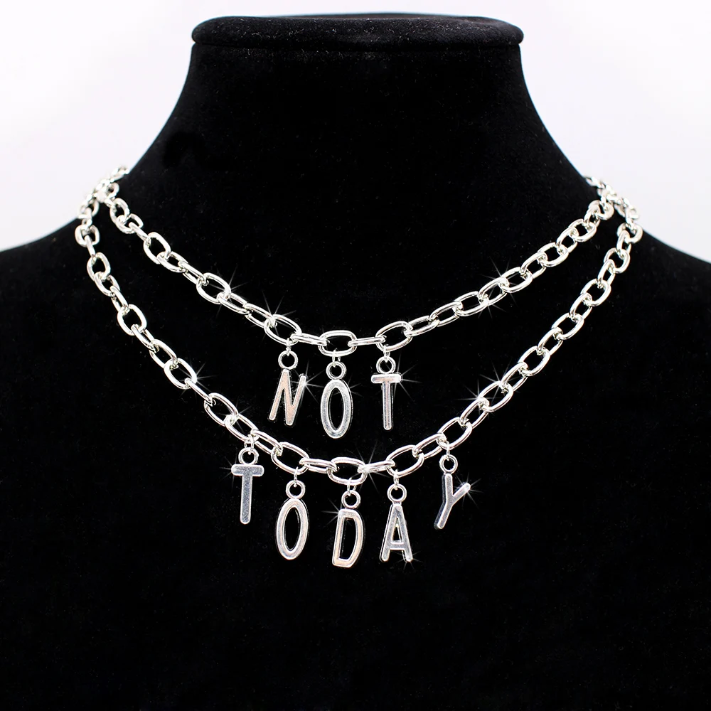 

Kpop Gothic Style Women Neck Chain Streetwear CRY BABY Couple Pendant And Necklace Letter Word Collar for Girl Goth Jewelry 2021