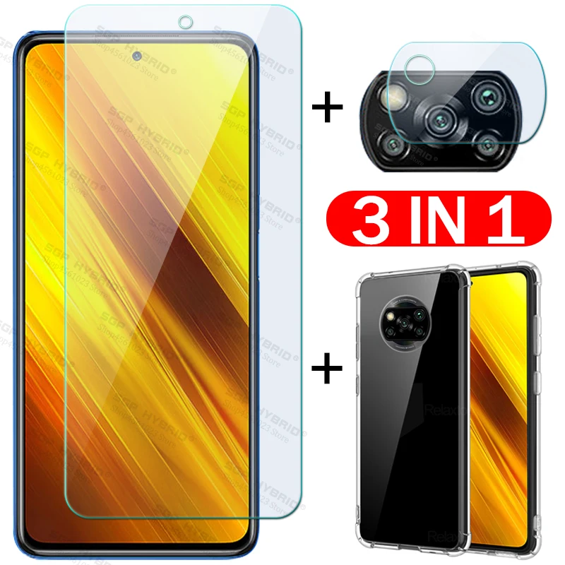 3 в 1 чехол + Защитная camere стекло для xiaomi poco x3 nfc пленка экрана pocophone x pocox3 pocophonex3