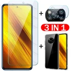 Чехол 3 в 1 + Защитное стекло для камеры для xiaomi poco x3 nfc pro, Защита экрана для pocophone x3 x 3 poco m3 pro f3, задняя крышка