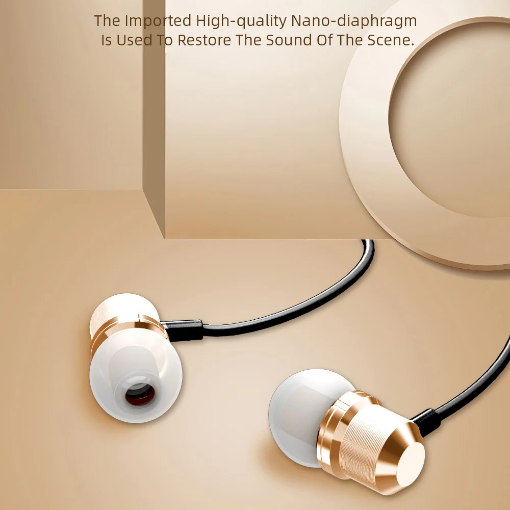 4D Stereo Sound Earphone Wired 3.5mm Metal Subwoofer Headset In Ear For Sumsung Galaxy Line Control With Mic Magnet Adsorption |