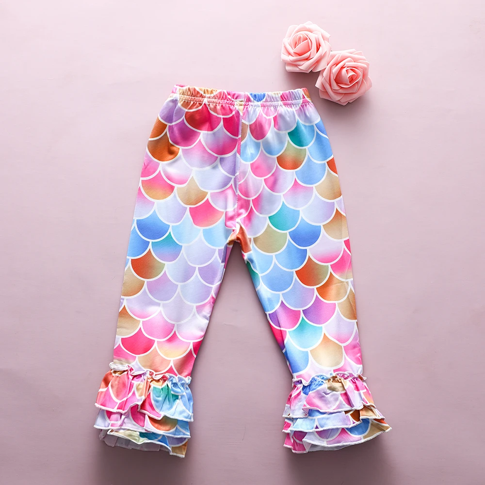 OEAK/модные детские длинные штаны шаровары в полоску с оборками и высокой талией