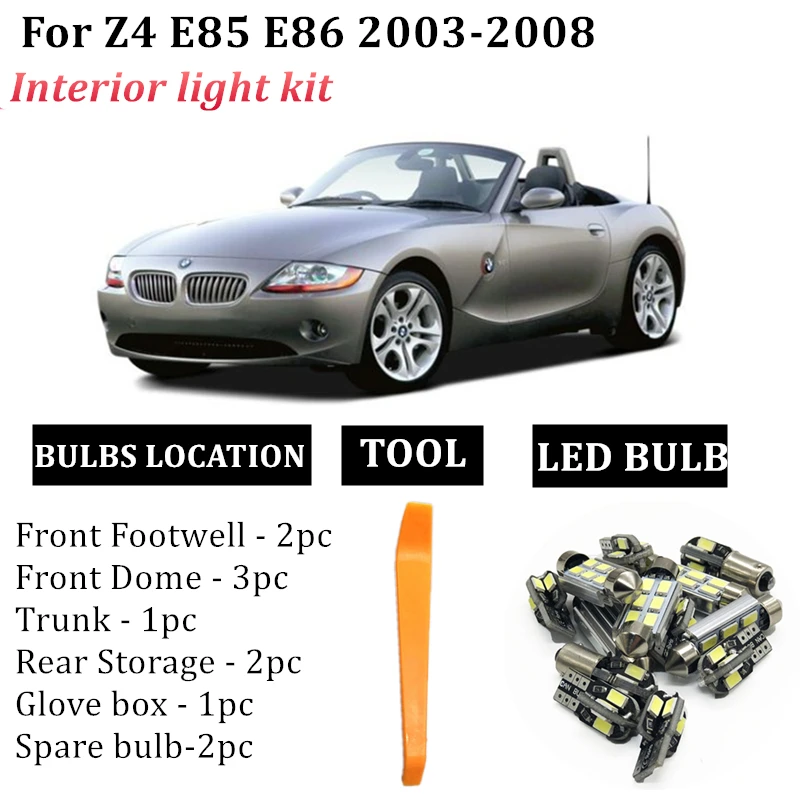 

10x комплект светодиодных ламп для внутреннего освещения для 2003-2008 BMW Z4 E85 E86