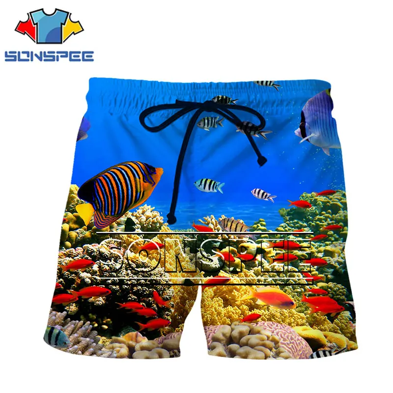

SONSPEE Sea Animal Shorts Summer New Men Women Fish 3D Print Beach Hip Hop Street Fashion Sports Fitness Harajuku Casual Pants
