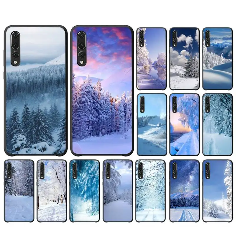 

FHNBLJ Winter Snow Ice Tree Phone Case For Huawei Y6 2018 Y7prime2019 funda Case for Y8p Y9 2019 Capa
