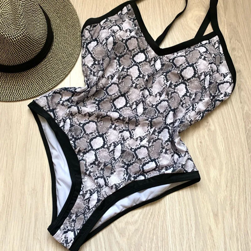 Riseado с леопардовым принтом Одна деталь купальник женский купальные костюмы V-Neck Для женщин Пуш-Ап пляжная одежда купальник для Для женщин, купальный костюм