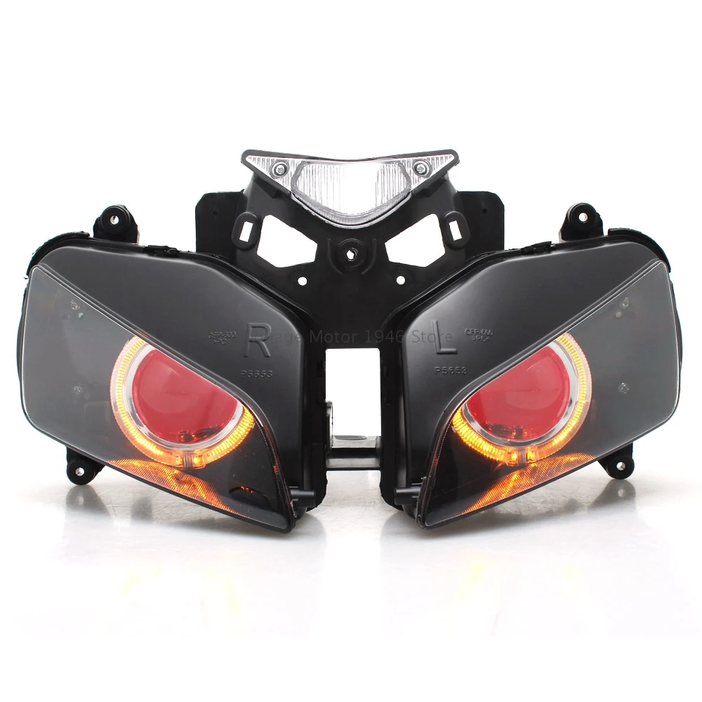 

Модифицированный Собранный проектор HID для мотоцикла, конверсионная фара, янтарные глаза ангела, красные глаза дьявола для Honda CBR 1000RR 04-07