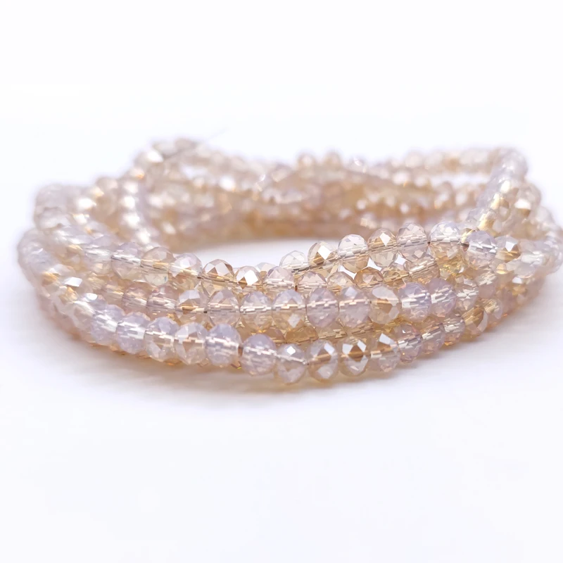 

2 3 4 6 8mm Faceted Round Light Champagne Plated Glass Crystal Beads Loose Spacer Beads Necklace Bracelet DIY Accessories