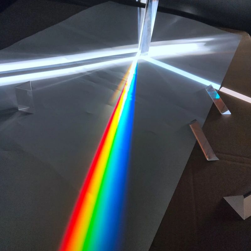 

Triangular Prism Optical Rainbow Experiment 14*14*87Mm Rainbow Prism Optical Glass Triangle