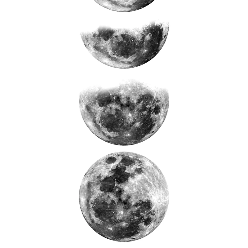 Настенный плакат на холсте с изображением фаз Луны черно белой картина домашний