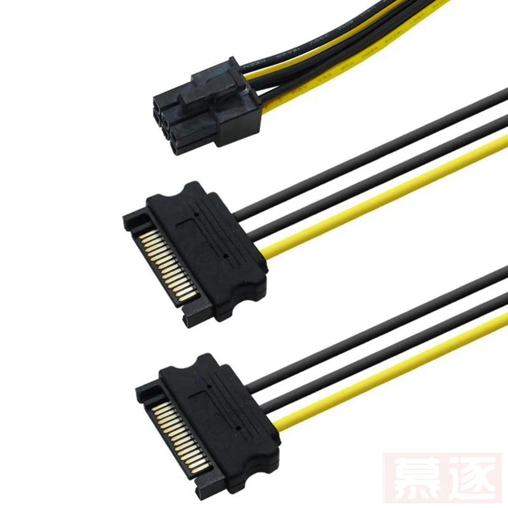 Двойной два SATA 15 Pin типа папа м до pcie pci express PCI-e Экспресс-карты 6 женский Графика